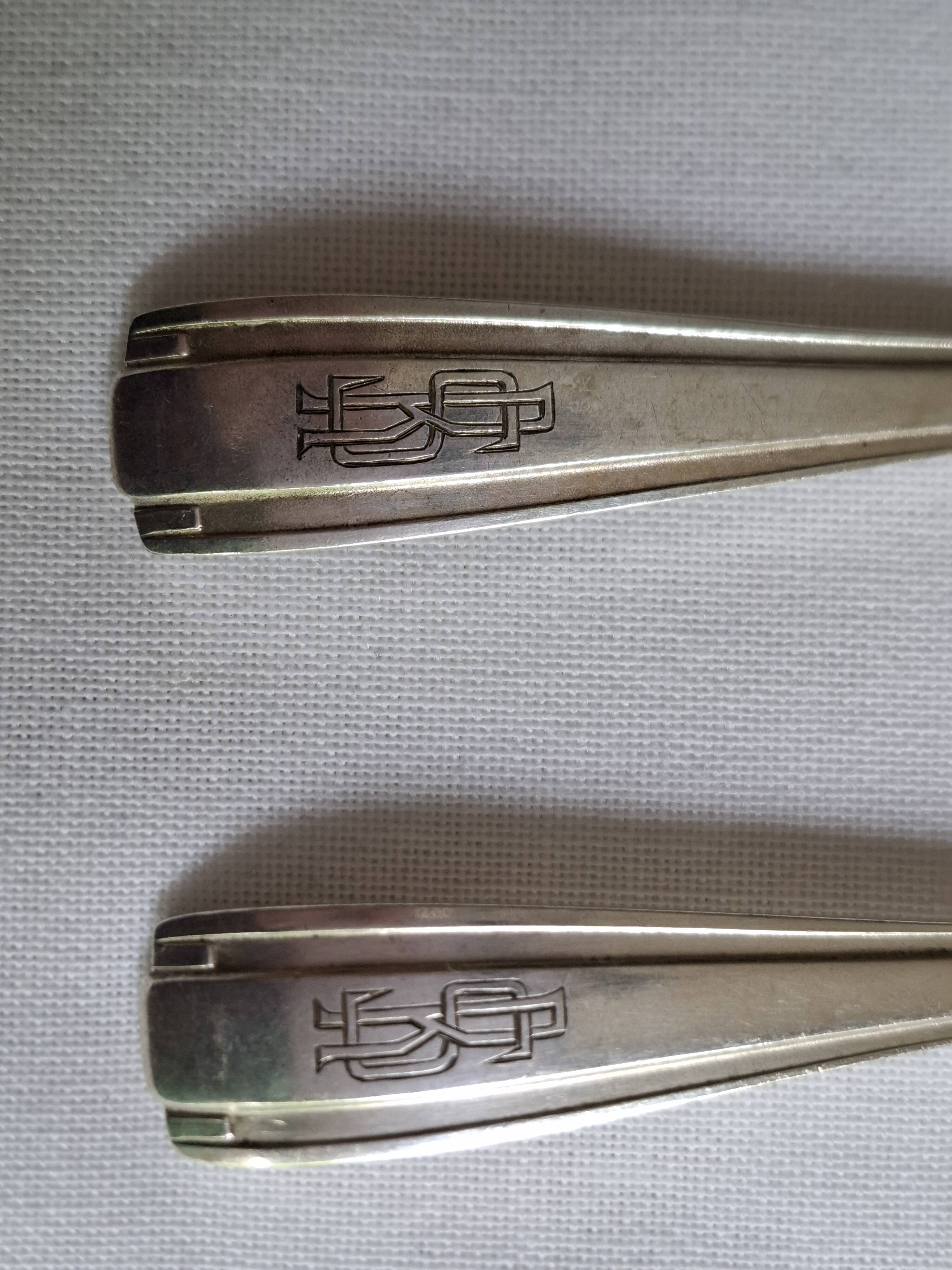 Betty 1930 art deco silver-plated metal Boulenger cutlery set, 50 pieces.