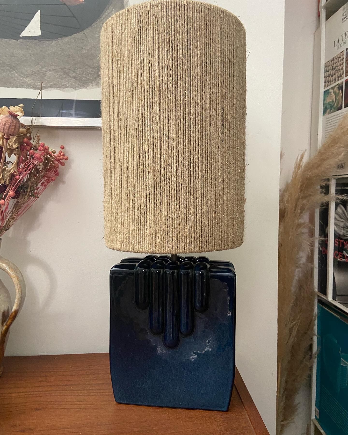 Ceramic lamp and rope 70s