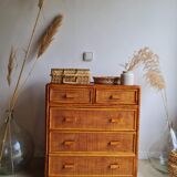 Commode en rotin vintage
