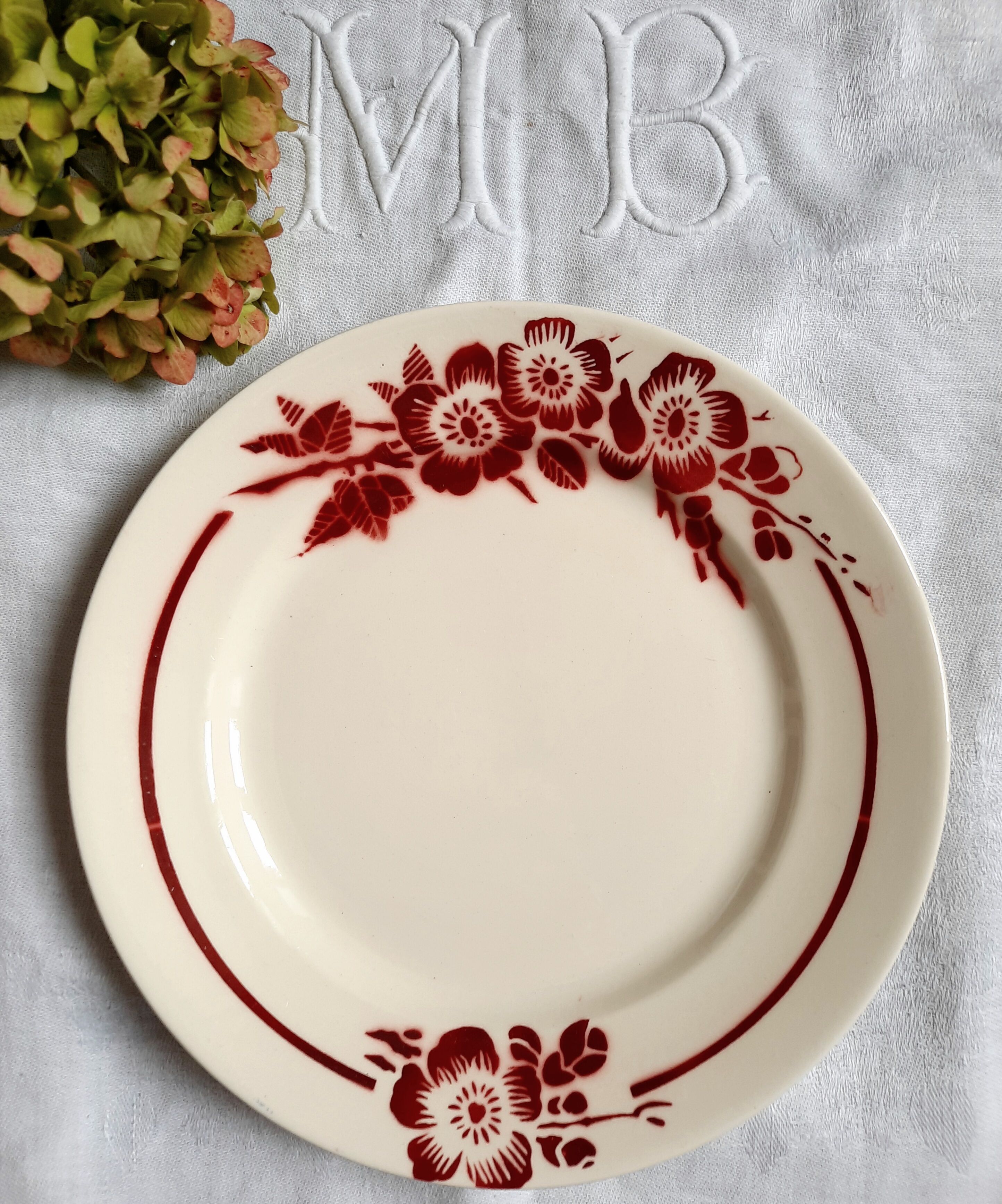 6 old flat plates mismatched in earthenware