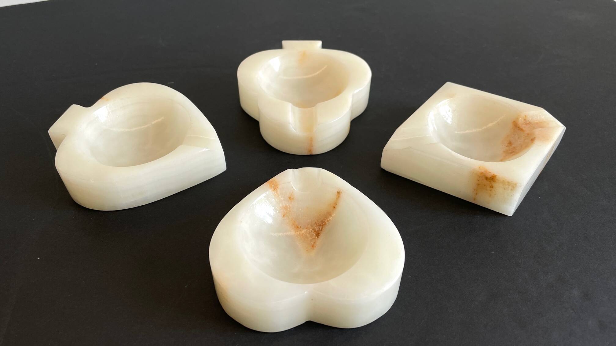 Vintage playing cards onyx ashtrays