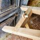 Rustic, raw solid oak bench.