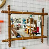 Wood mirror carved bamboo style