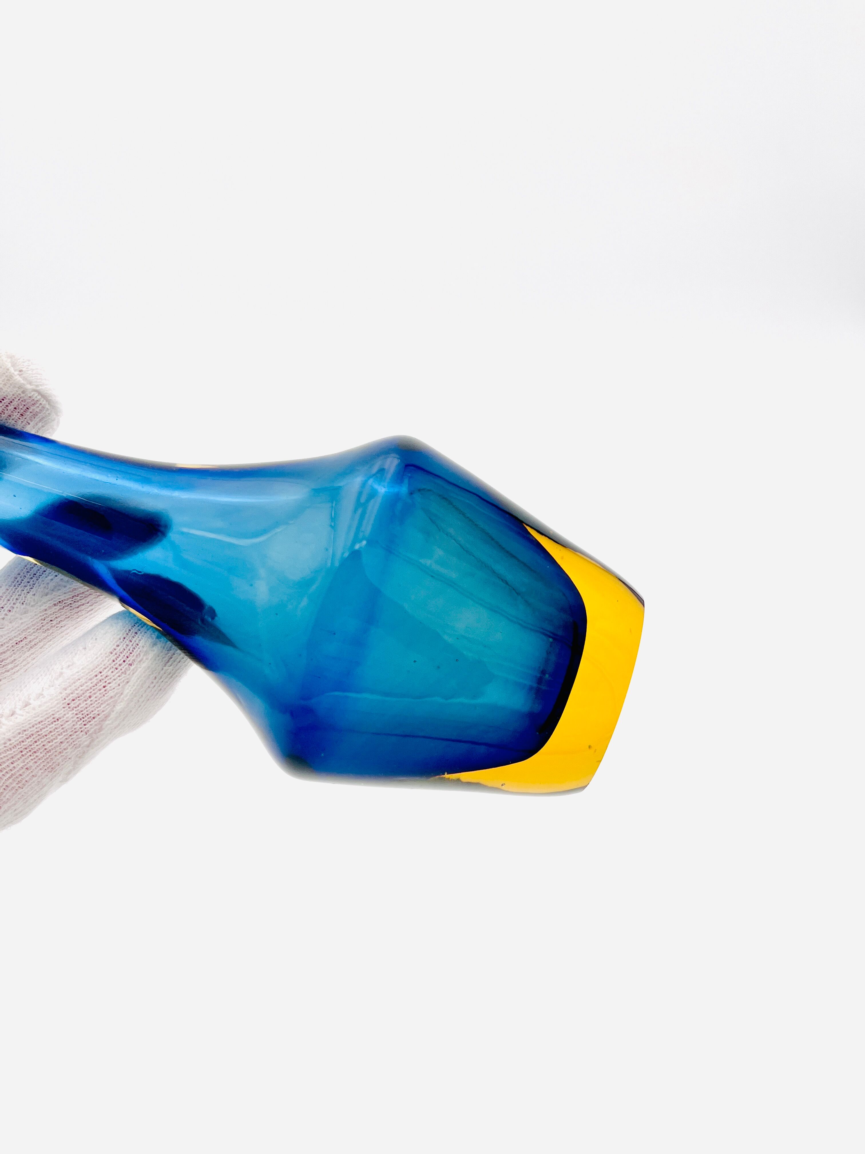 Soliflore Sommerso Flavio Poli Murano 26cm Blue Amber Gallery Condition