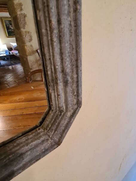19th century style octagonal wooden mirror