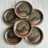 6 assiettes à fromages grès de l'Arnon.