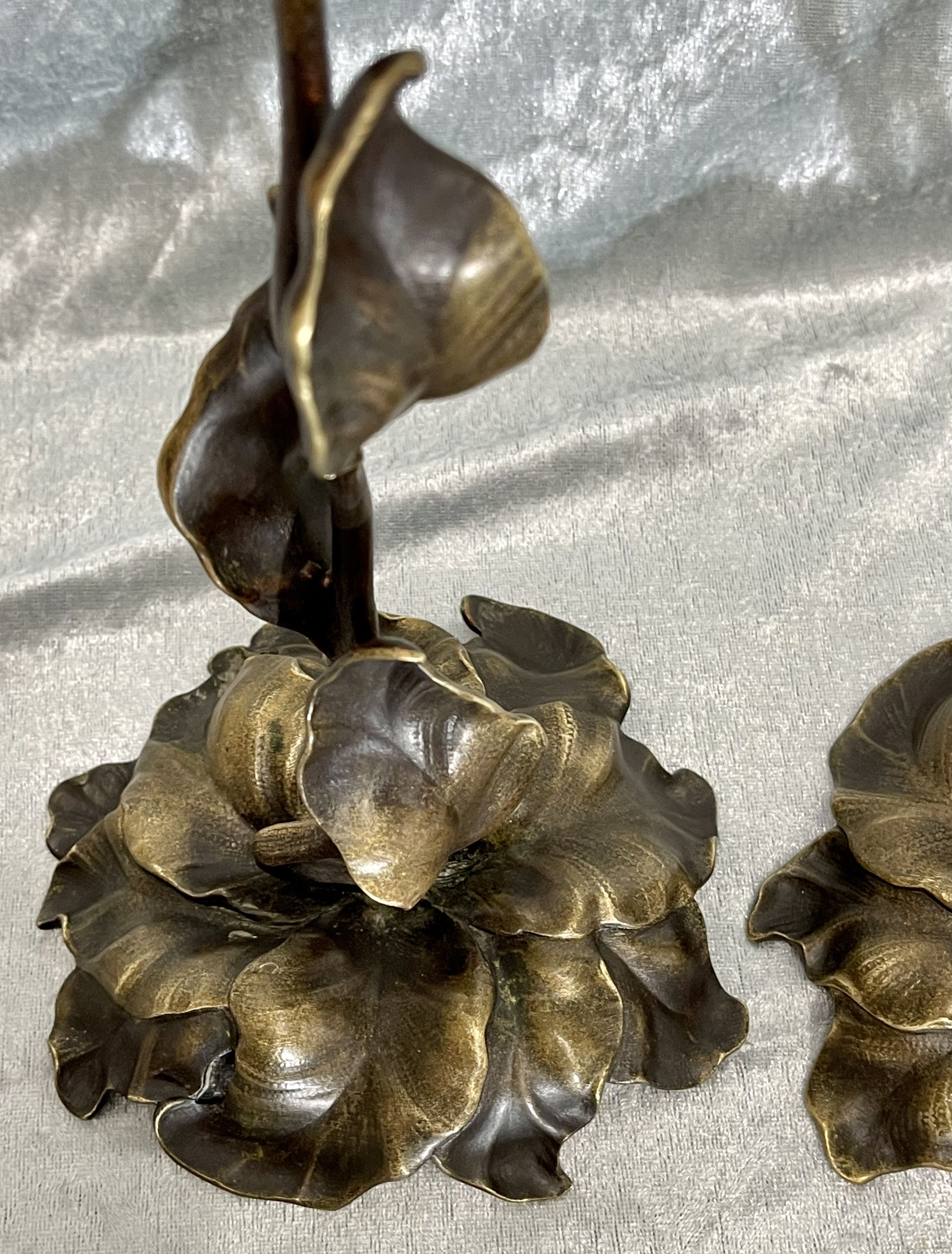 Pair of bronze candle holders from the art nouveau period 1900