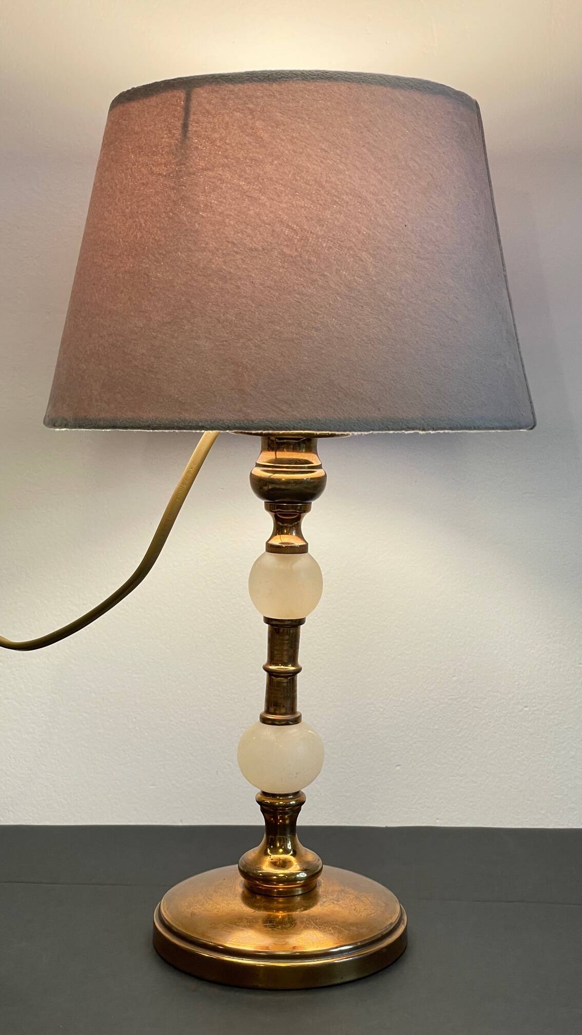 Vintage marble and velvet metal lamp