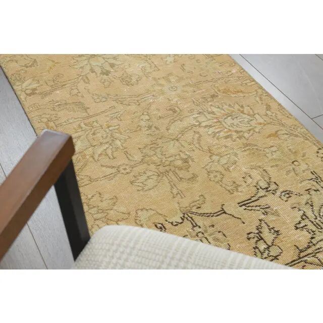 1970s Vintage Turkish Hand-Knotted Wool Cotton Orange Runner Rug 61x286