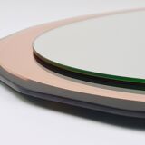 Cristal Arte Pink Oval Rosé Mid-Century Wall Mirror, Italy, 1960s