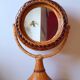 Woven wicker standing mirror