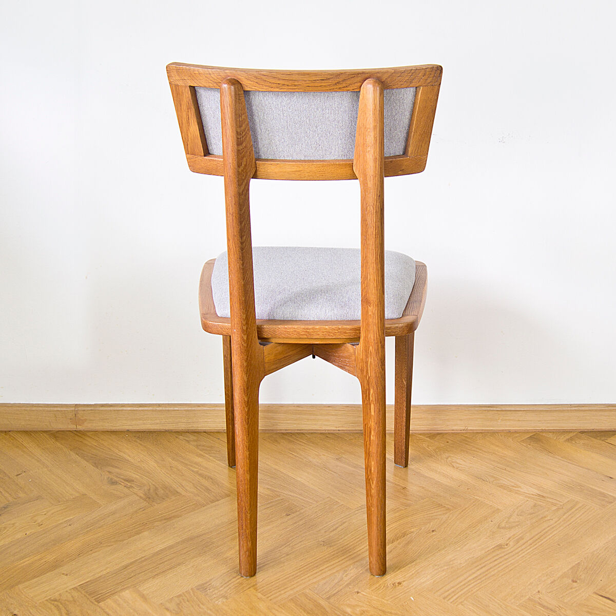 Set of oak dining chairs, France, in the 1950s