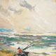 René LEVERD: Play of light on the sea, original signed watercolor