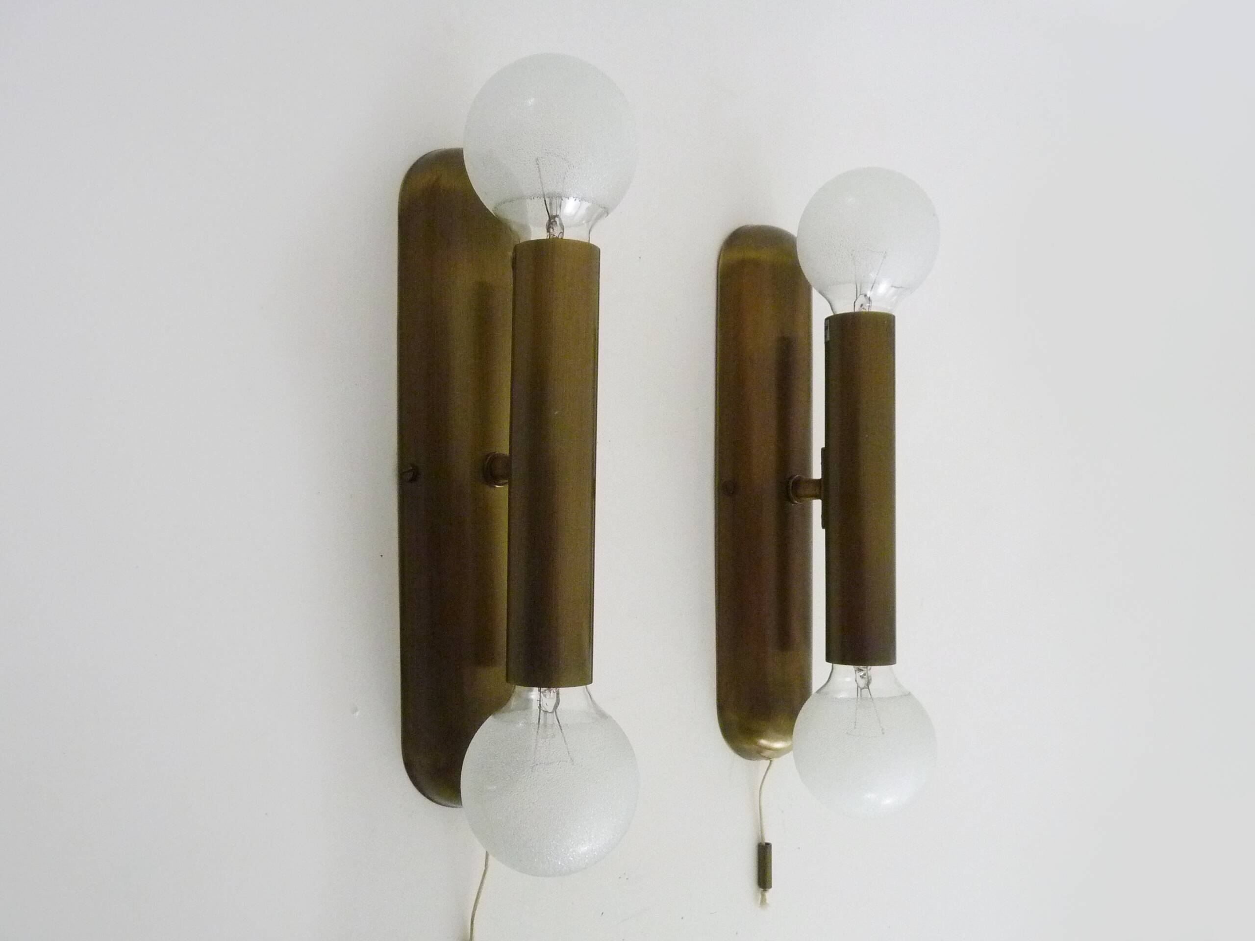 Pair of Je Fassung brass 2-light wall lights made in Germany