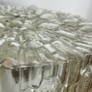 Vintage round wall lamp ceiling light transparent glass reed 1970s 1980s