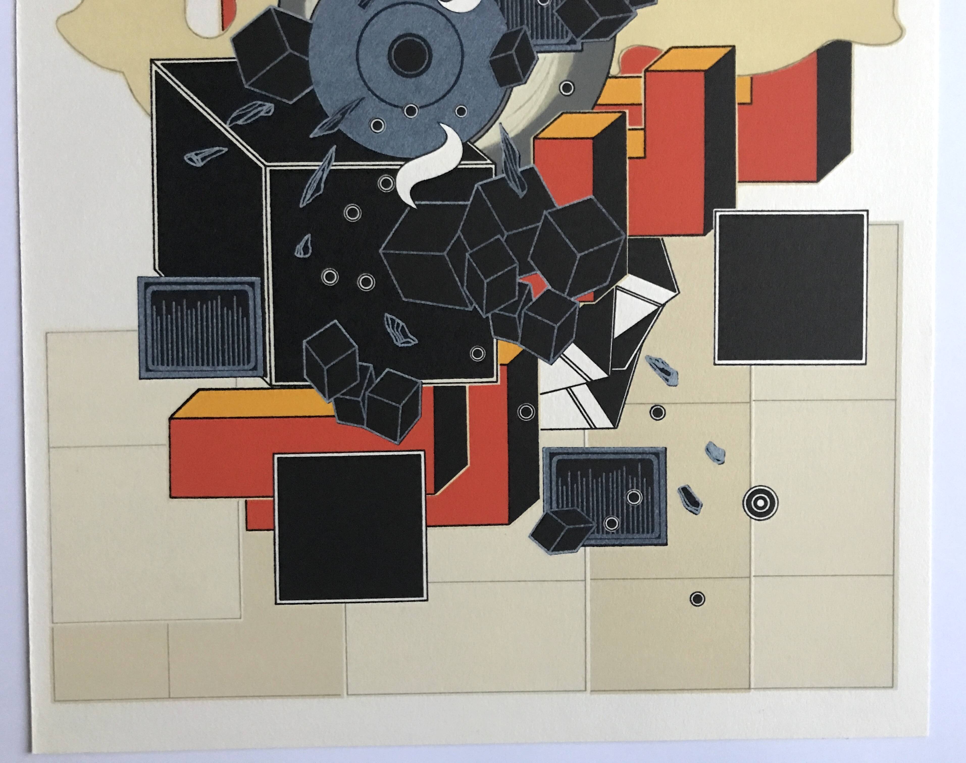 Set of 4 original lithographs by Alain Le Yaouanck 1978. The 4 elements.