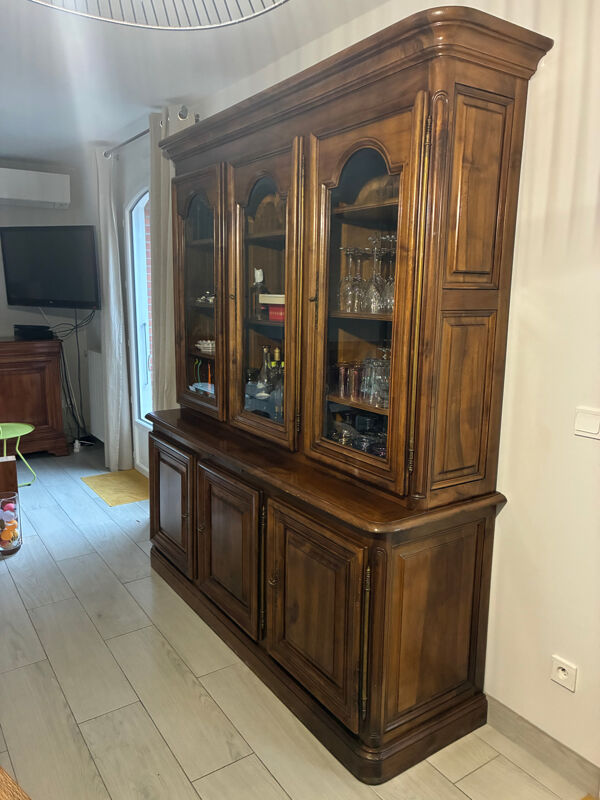 Bibliotheque 3 portes, Louis Philippe en noyer de France