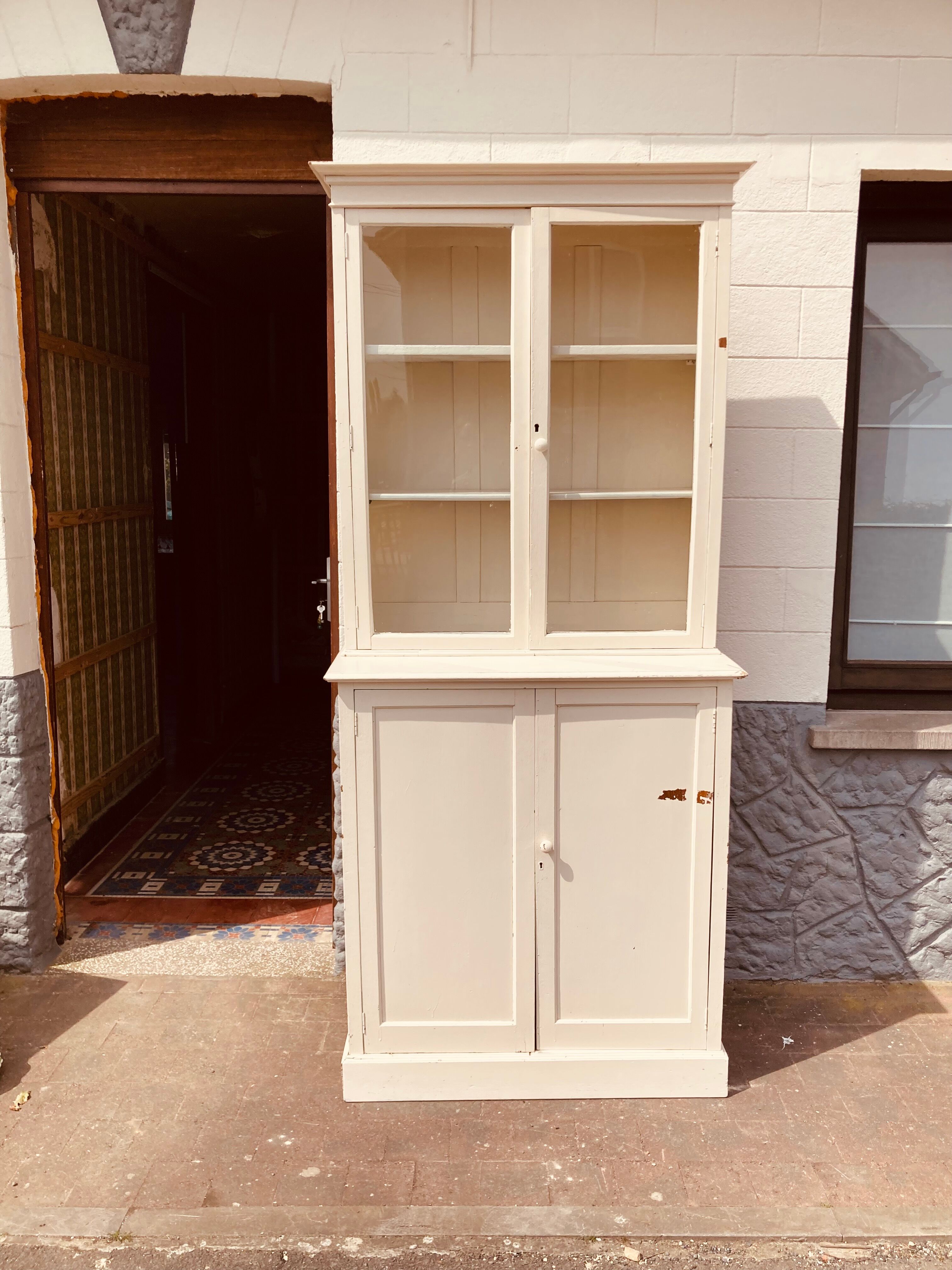 White patina glazed sideboard