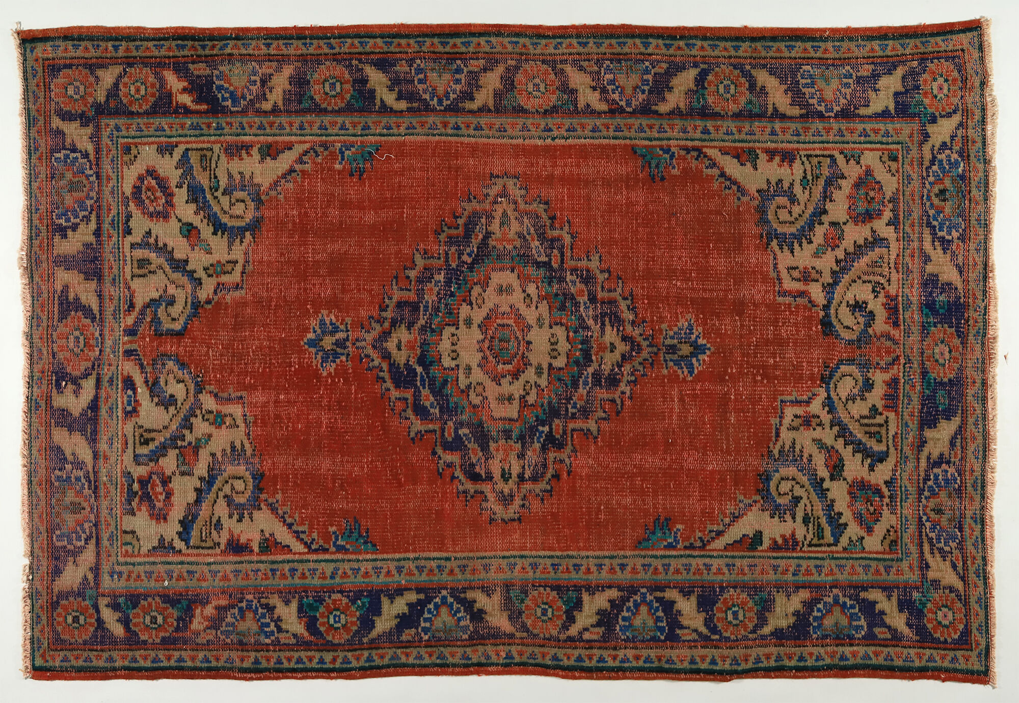 Anatolian handmade vintage rug 230 cm x 150 cm