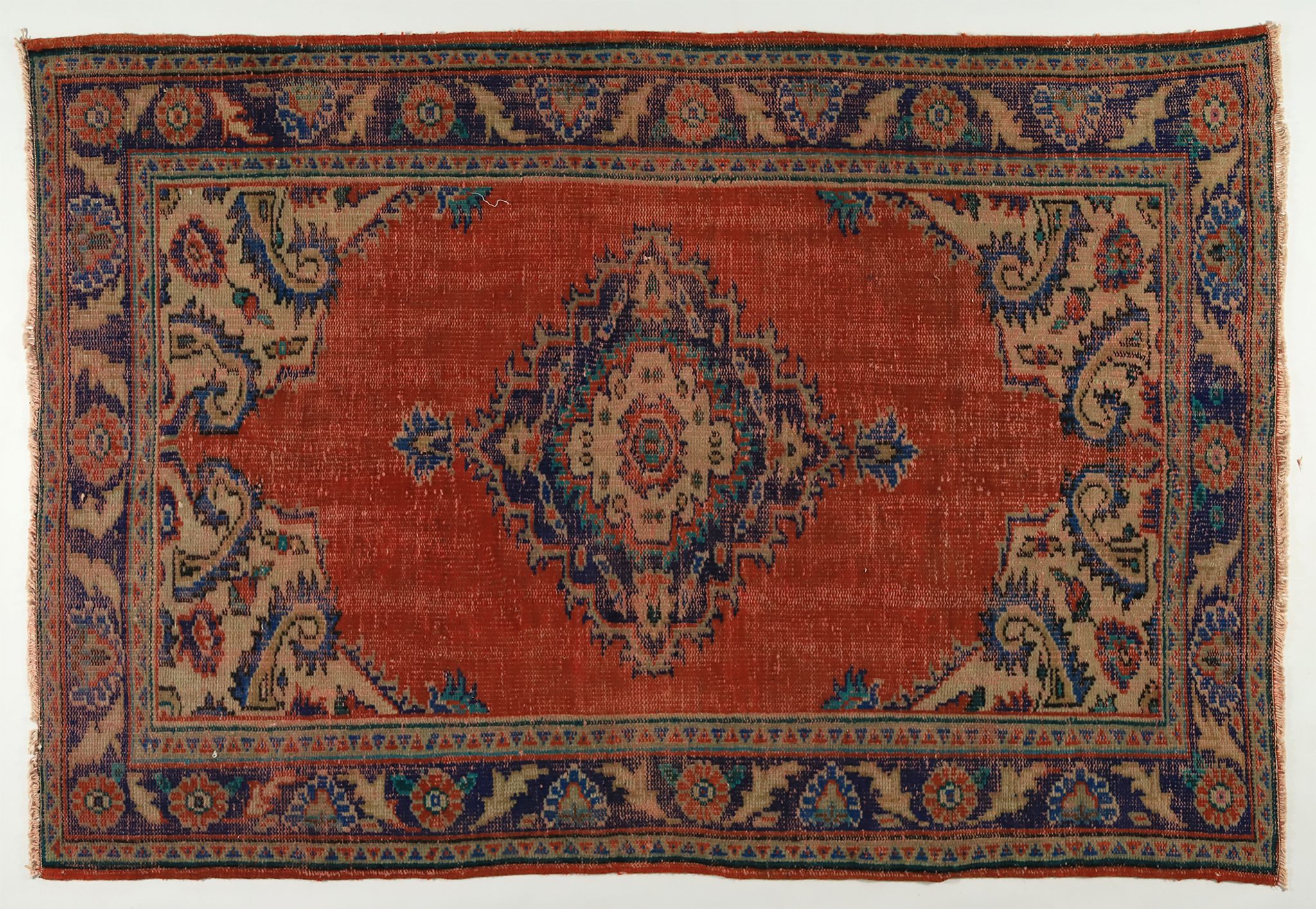 Anatolian handmade vintage rug 230 cm x 150 cm