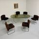 6 old tubular and velvet chairs Italian design from the 70s