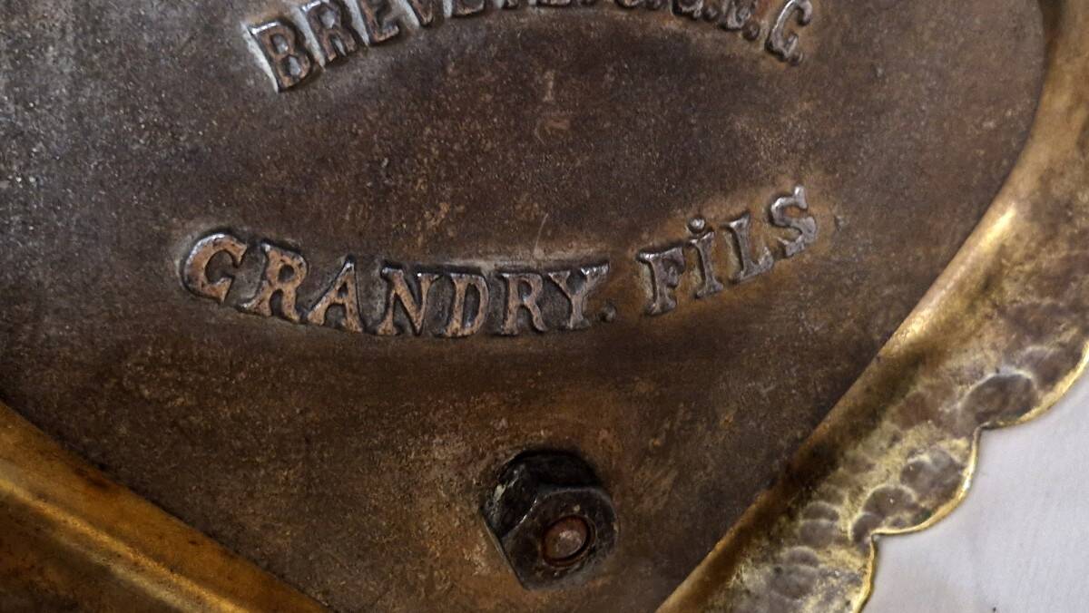 Fireplace tool set or umbrella stand in brass "Grandry fils"