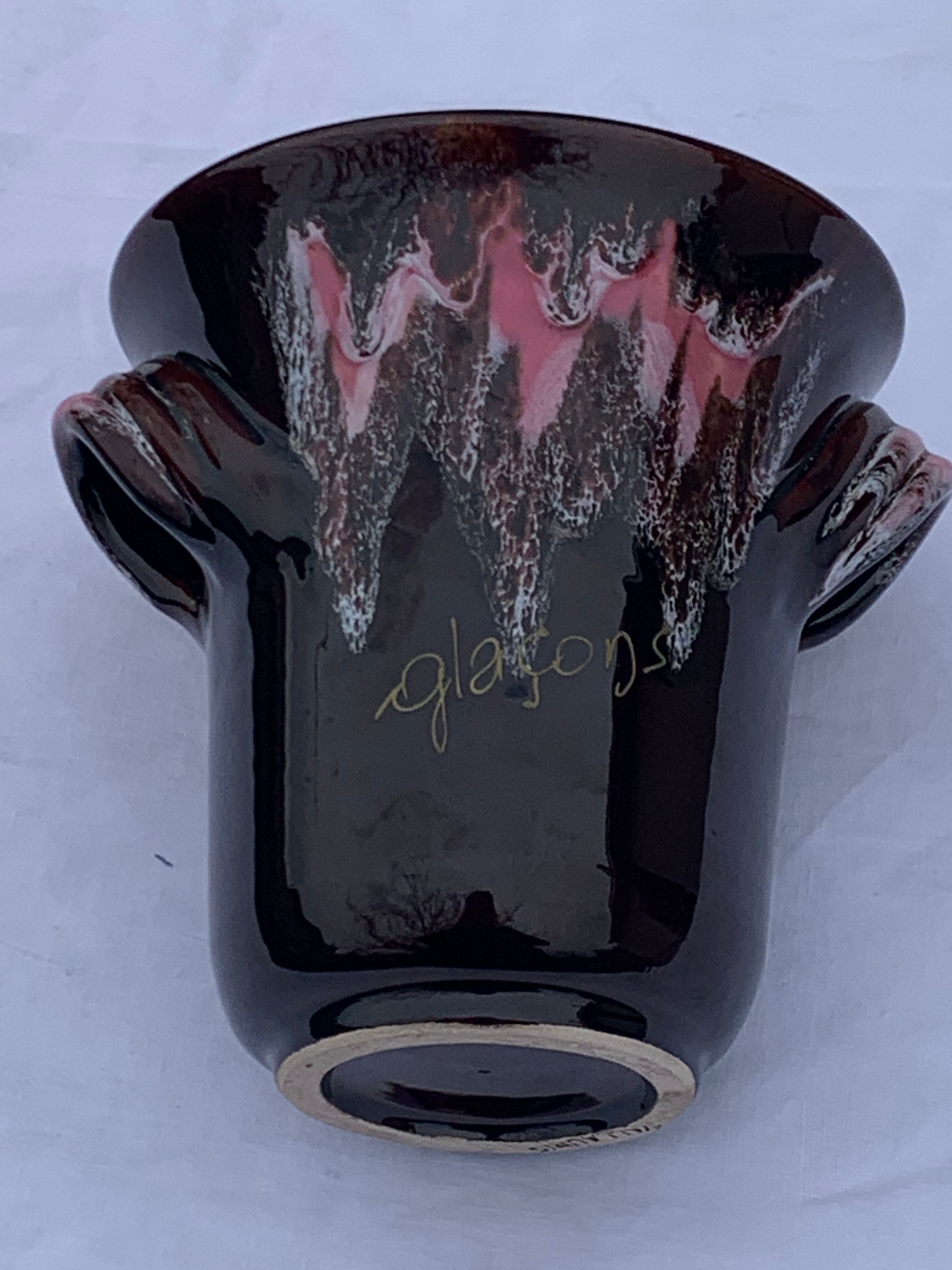 Ice bucket, vintage Vallauris glazed ceramic ice cubes