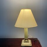 Lampe a poser laiton et marbre vert avec abat jour