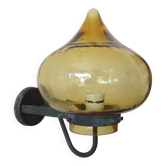 Scandinavian outdoor wall light in copper and amber glass