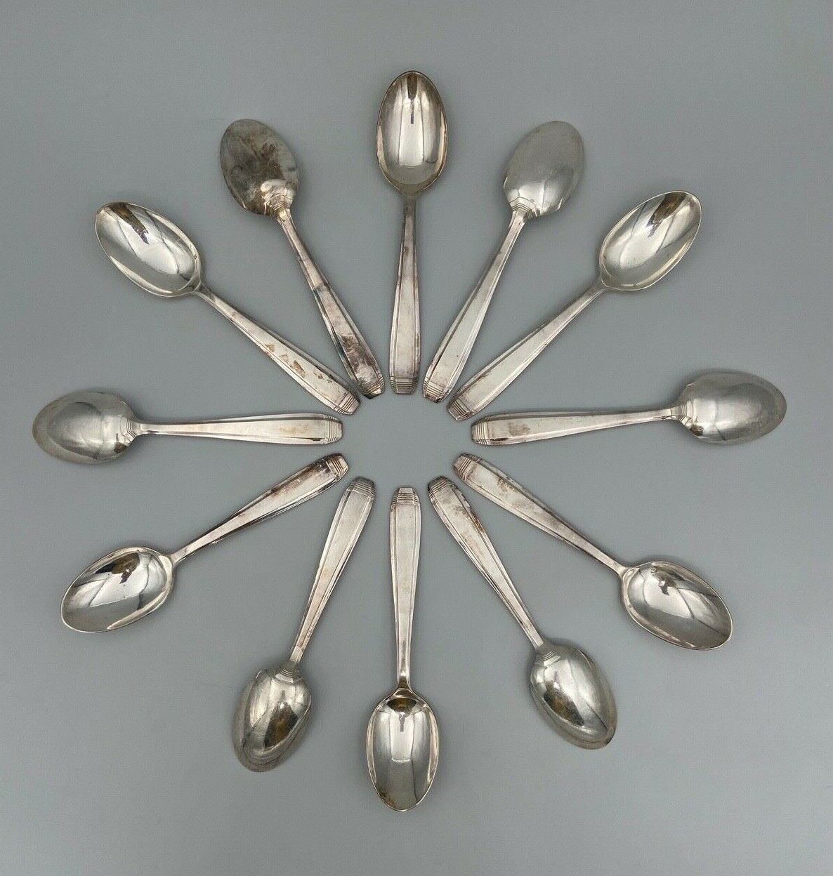 MENAGERE IN SILVER METAL DIXI 36 PIECES ART DECO LADLE SPOONFULS BOX