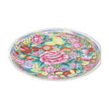 Chinese plate pink porcelain decorated thousand flowers