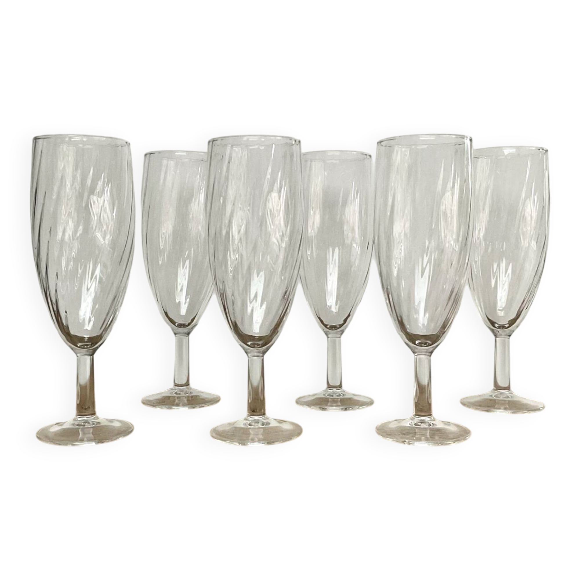 6 Vintage Twisted Flutes France