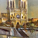 Richard KAISER: oil on canvas view of Notre Dame from the Seine