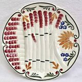 Set of 6 old Onnaing barbotine asparagus plates