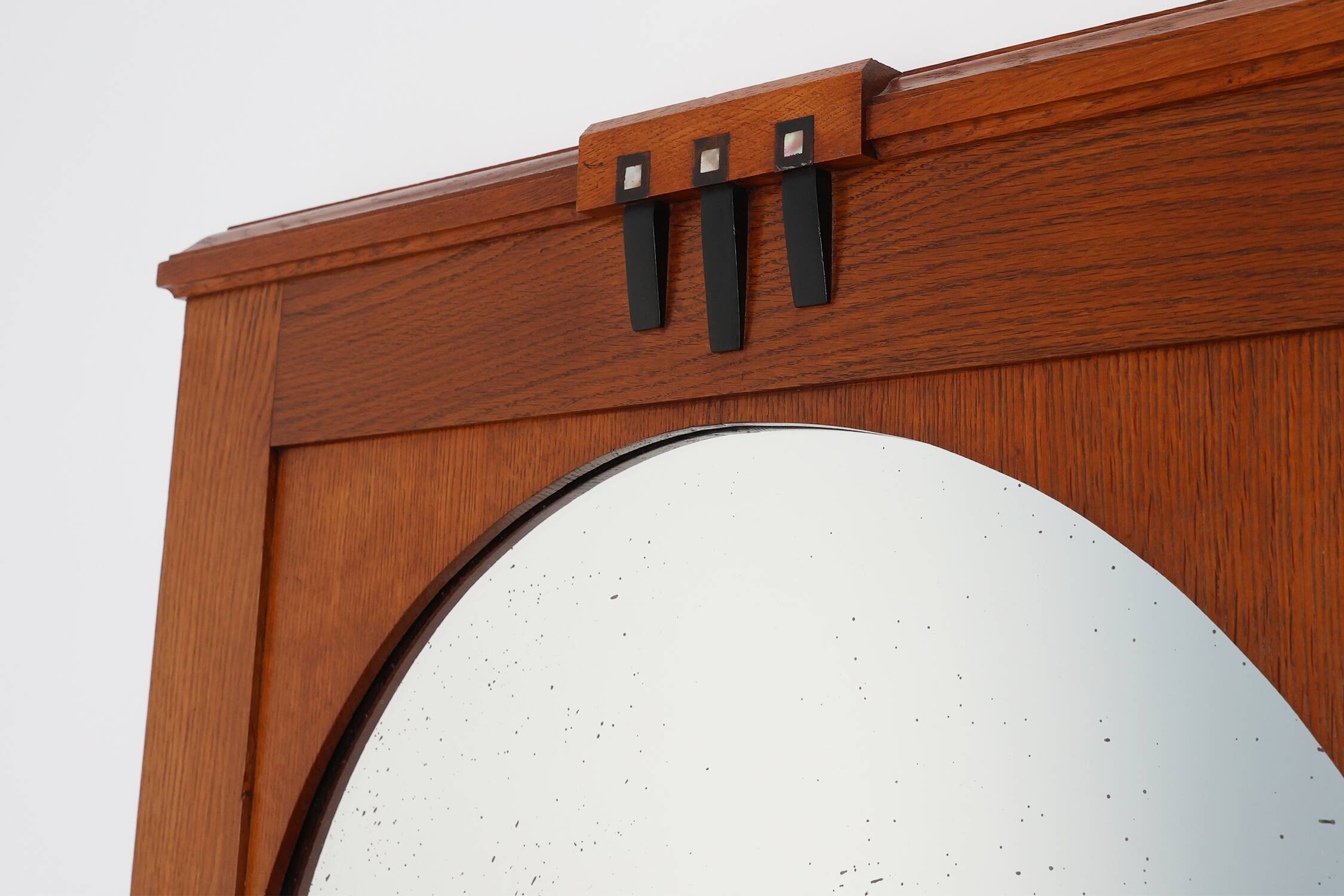 Art Deco Oak Wall Mirror, Belgium, circa 1915