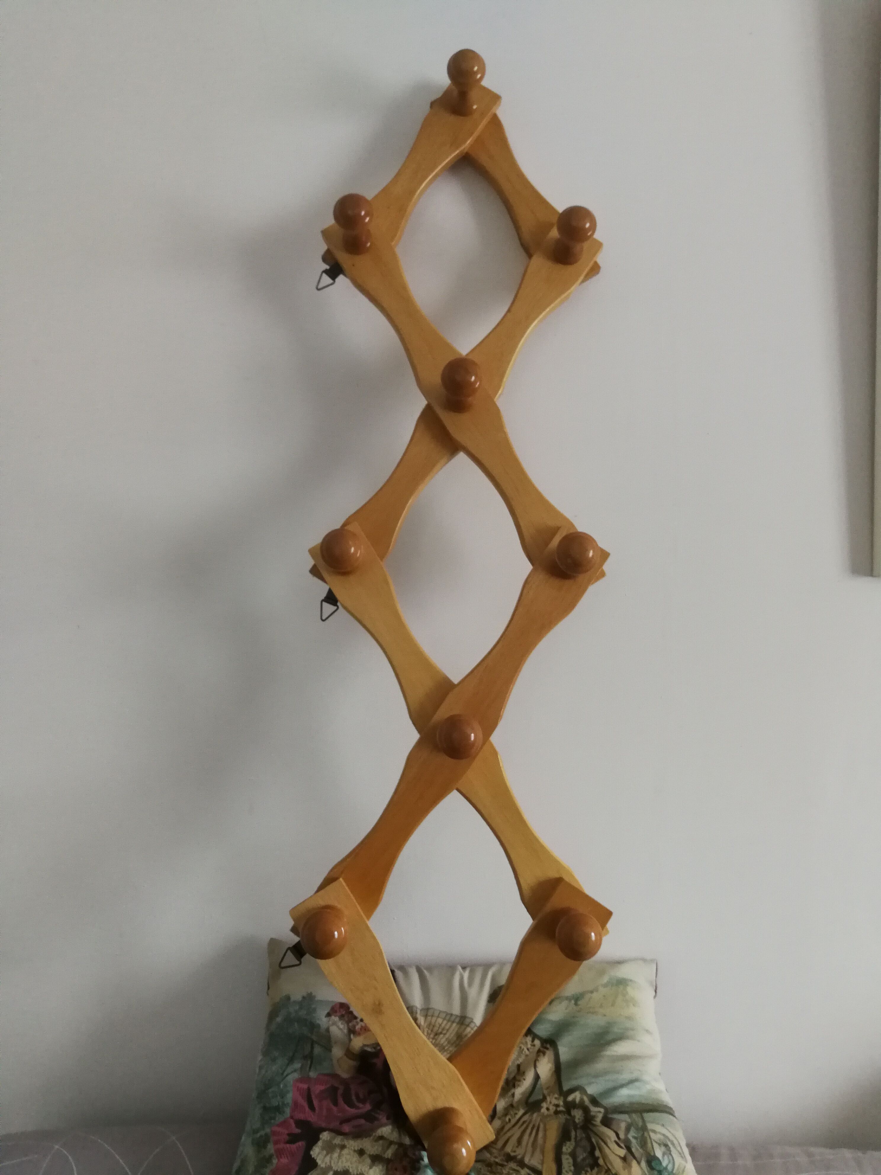 Retractable Vintage wall coat holder with 10 patères