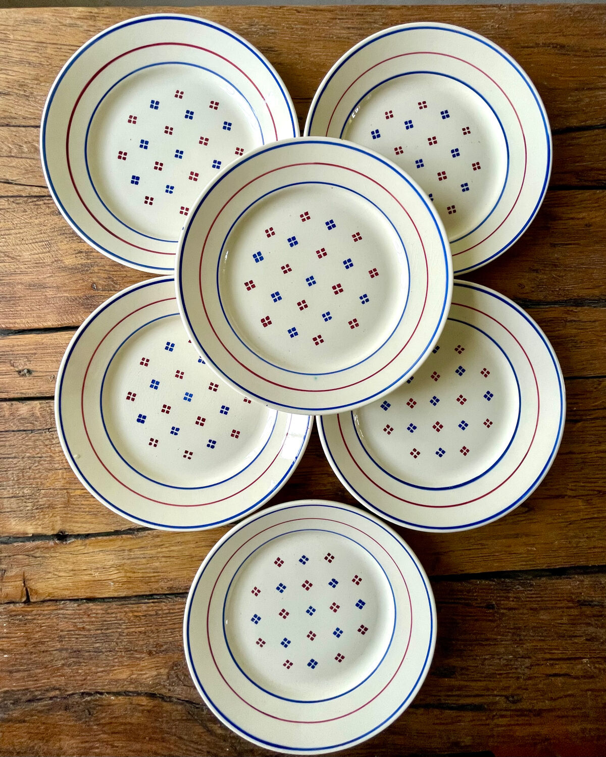 6 vintage Luneville ceramic plates