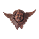 Decoration pediment in solid wood head of ancient angel
