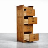 Vintage Industrial English Oak Filing Cabinet with Drawers, 1920s