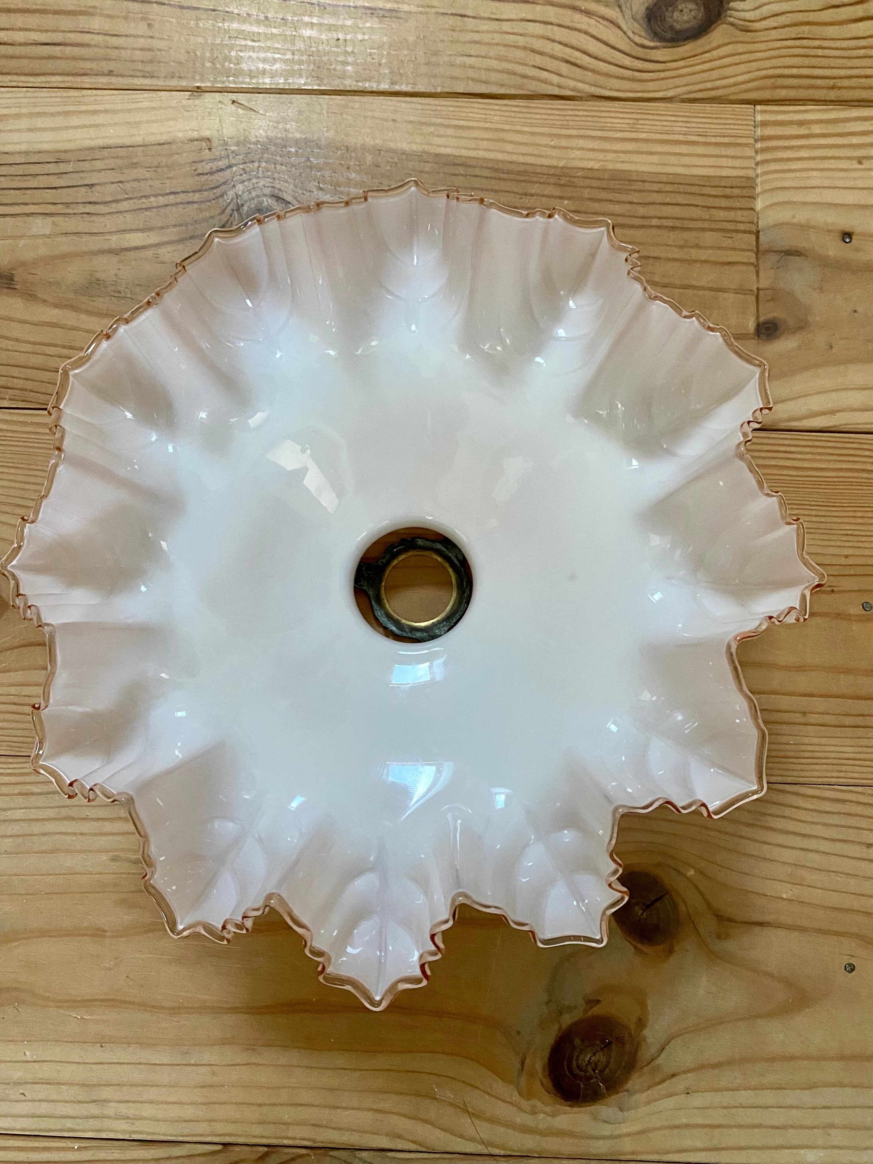 Old pink glass pendant lamp