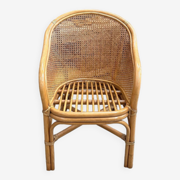 Rattan armchair 80s