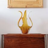 Mid-Century Modern Murano Glass Vase, Amber & Opal, Italy, 1960s