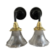 Pair of vintage holophane glass sconces electrified