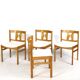 Set of four pine chairs from the 1960s.