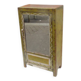 Buffet vintage miroir ancien meuble teck art deco patine verte d'origine