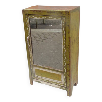 Vintage buffet mirror old art deco teak furniture original green patina