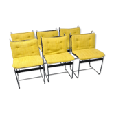 Un ensemble de 6 chaises à manger vintage à cadre métallique