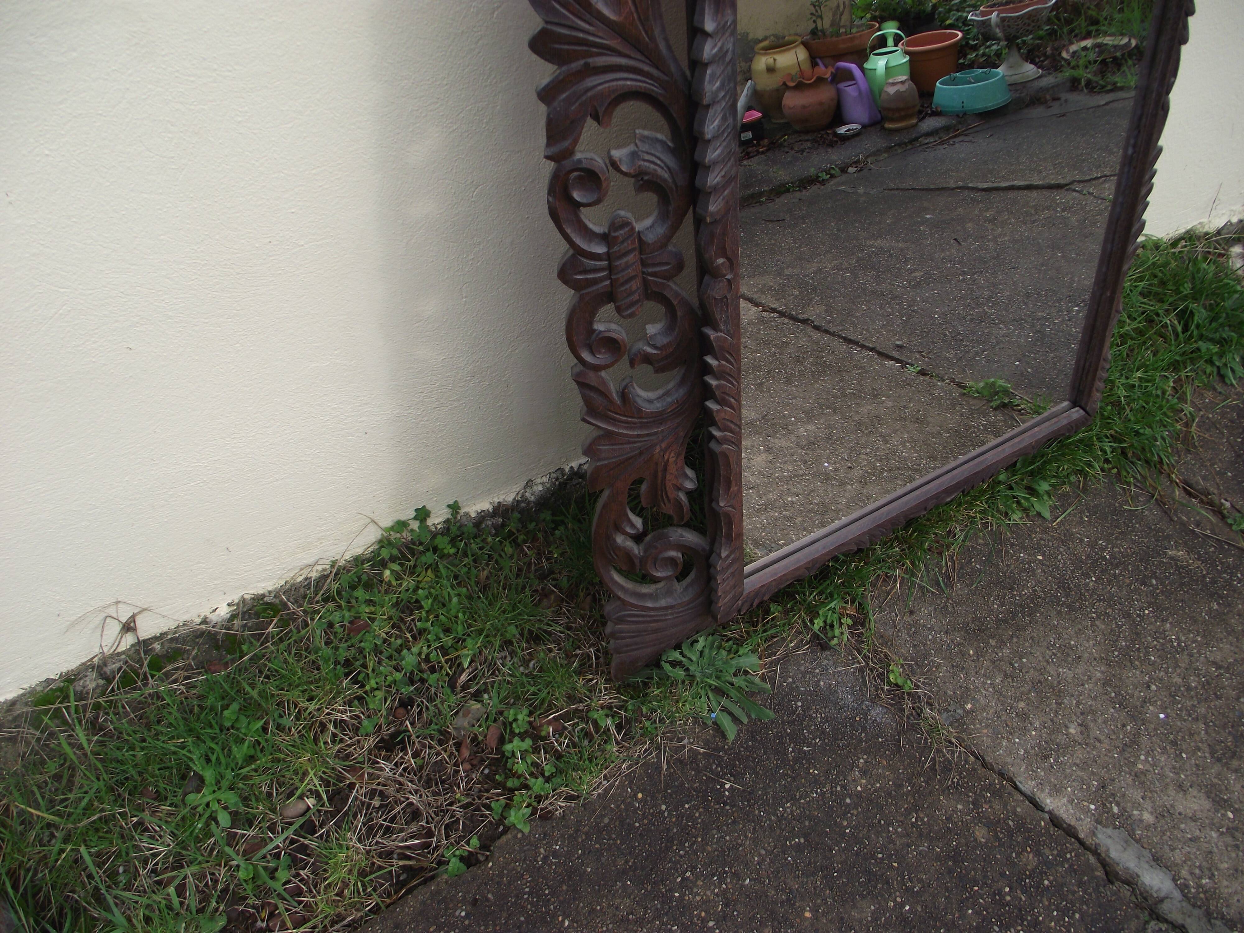 Louis XIII-style carved oak mirror - 129x88cm