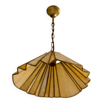 Suspension ombrelle pâte de verre et laiton 1970