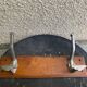 Wall coat rack two old metal hooks on vintage varnished wood